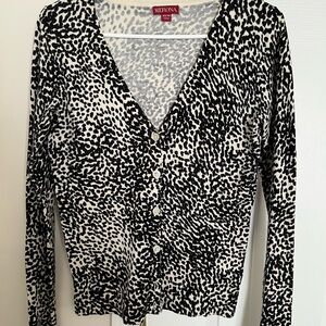 Merona Black and White Animal Print Cardigan